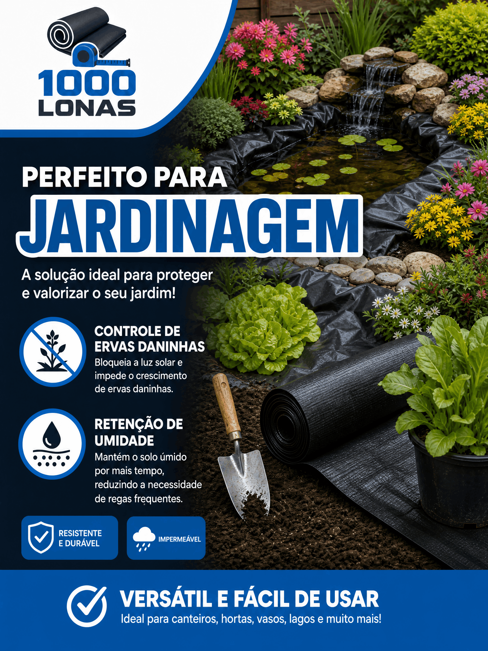 Lona de polietileno para jardinagem