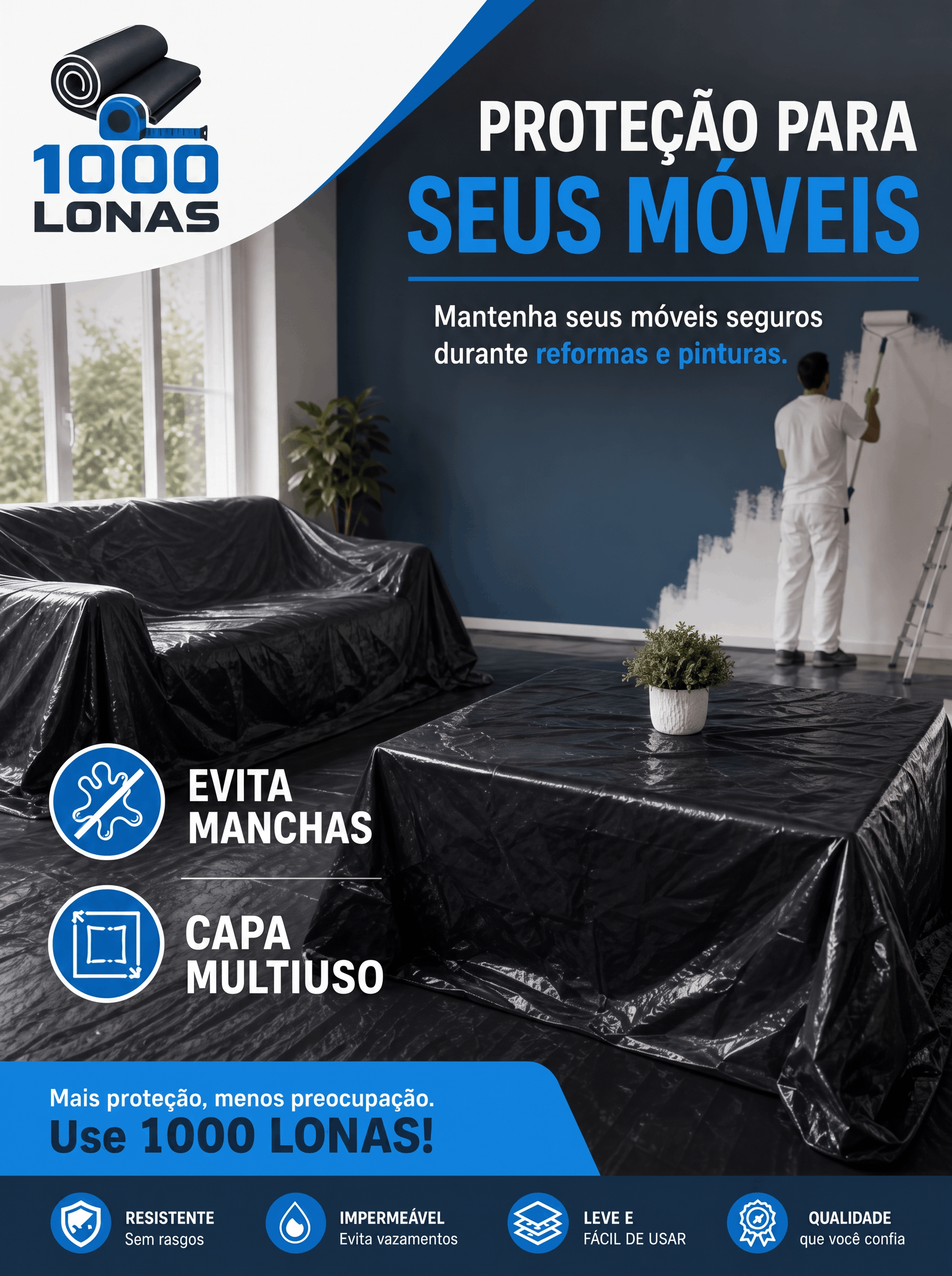 Lona de polietileno para proteção de móveis